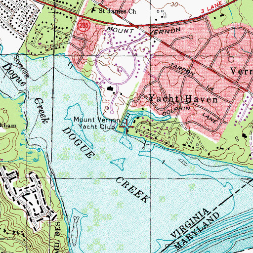 Topographic Map of Mount Vernon Yacht Club, VA