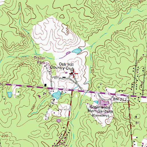 Topographic Map of Oak Hill Country Club, VA