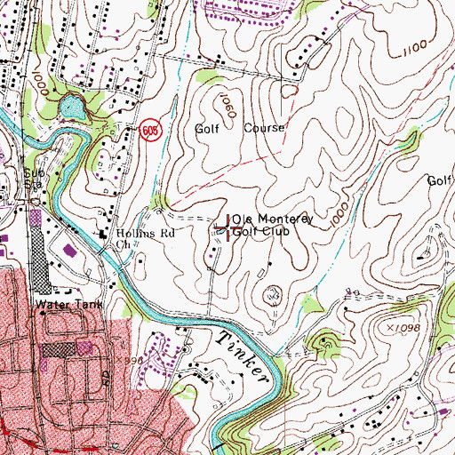 Topographic Map of Ole Monterey Golf Club, VA