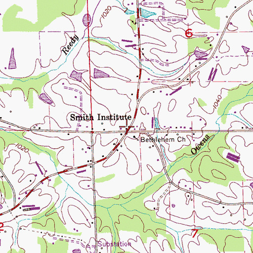 Topographic Map of Smith Institute (historical), AL