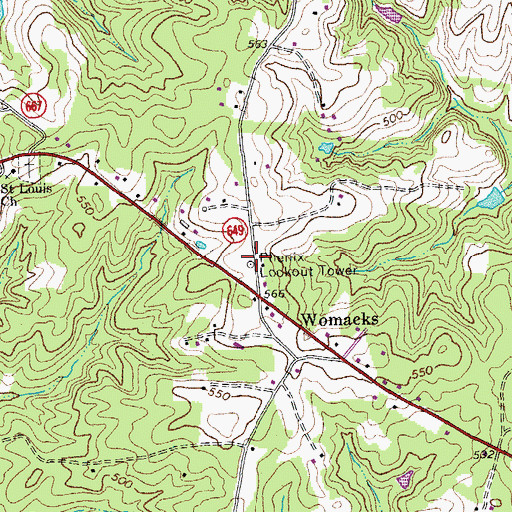 Topographic Map of Phenix Lookout Tower, VA