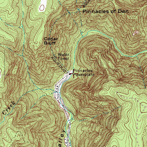 Topographic Map of Pinnacles Powerplant, VA