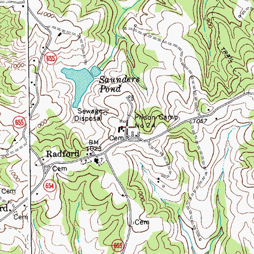 Topographic Map of Prison Camp Number 24, VA