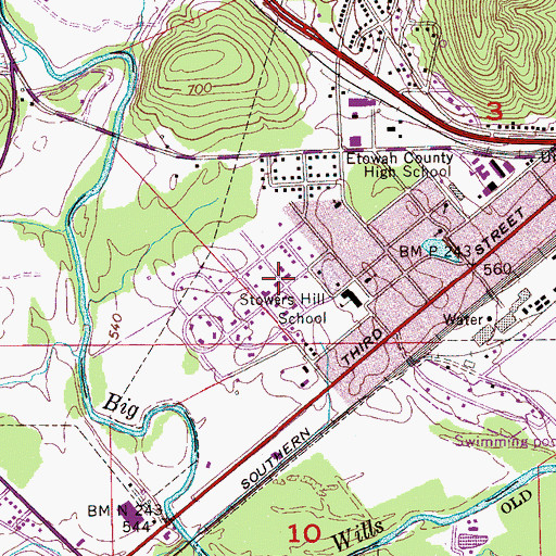 Topographic Map of Stowers Hill, AL