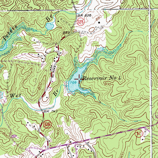 Topographic Map of Reservoir Number 4, VA