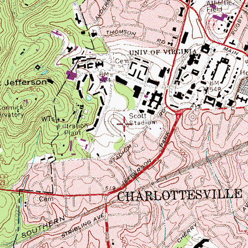 Topographic Map of Scott Stadium, VA