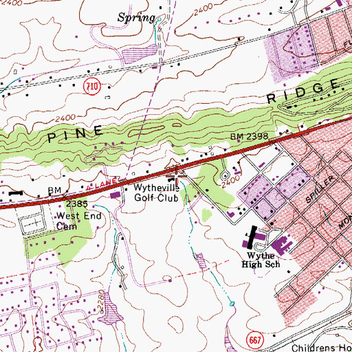 Topographic Map of Wytheville Golf Club, VA