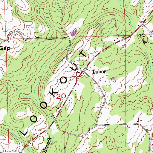 Topographic Map of Tabor School (historical), AL
