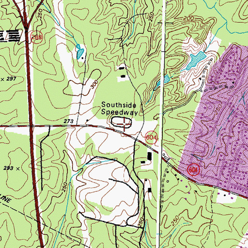 Topographic Map of Southside Speedway, VA