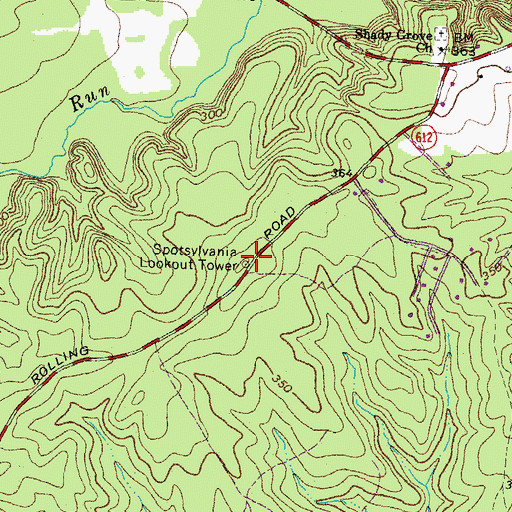 Topographic Map of Spotsylvania Lookout Tower, VA