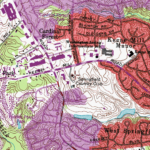 Topographic Map of Springfield Country Club, VA