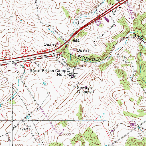 Topographic Map of State Prison Camp Number 1, VA