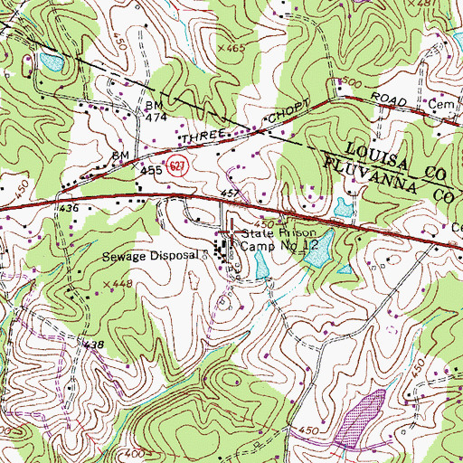 Topographic Map of State Prison Camp Number 12, VA