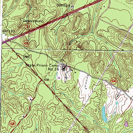 Topographic Map of State Prison Camp Number 16, VA