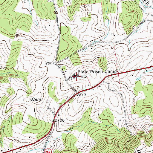 Topographic Map of State Prison Camp Number 5, VA