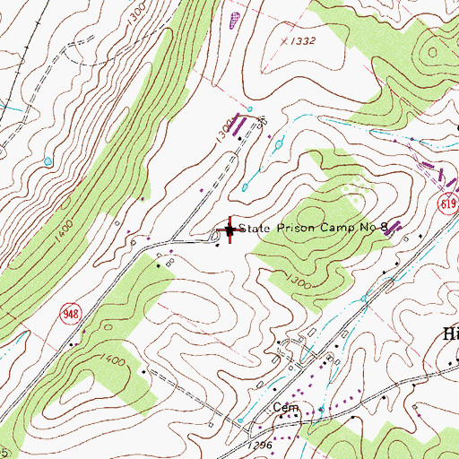 Topographic Map of State Prison Camp Number 8, VA