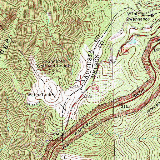 Topographic Map of Swannanoa Golf and Country Club, VA