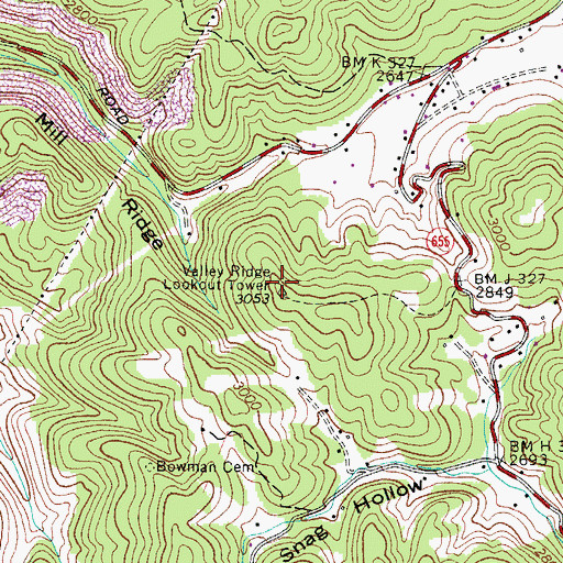 Topographic Map of Valley Ridge Lookout Tower, VA