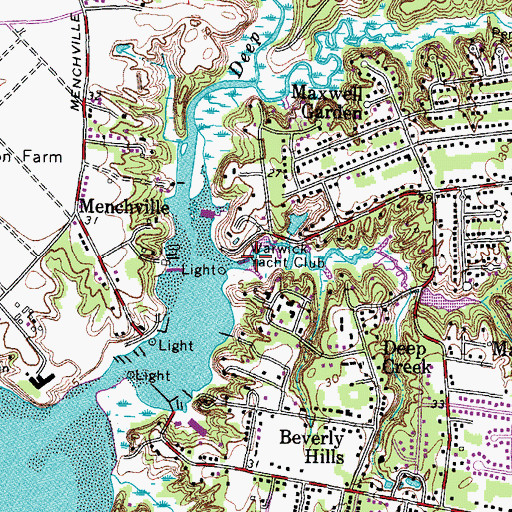 Topographic Map of Warwick Yacht Club, VA