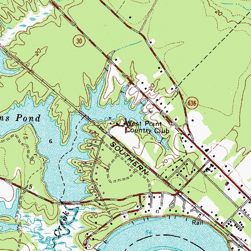 Topographic Map of West Point Country Club, VA