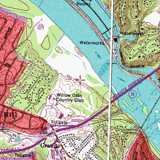 Topographic Map of Willow Oaks Country Club, VA