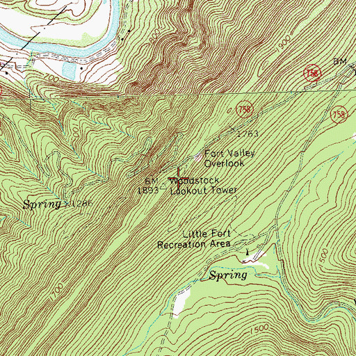 Topographic Map of Woodstock Lookout Tower, VA