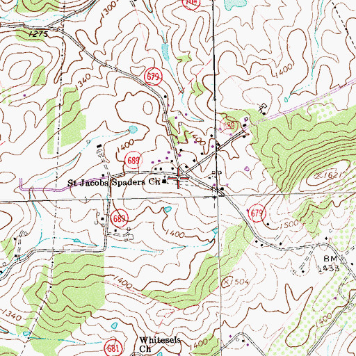 Topographic Map of Saint Jacobs Spaders Cemetery, VA