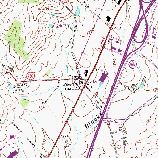 Topographic Map of Pike Cemetery, VA