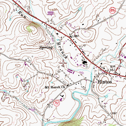 Topographic Map of Mount Horeb Cemetery, VA