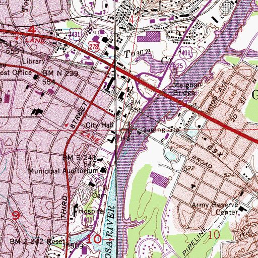 Topographic Map of Walkers Landing (historical), AL