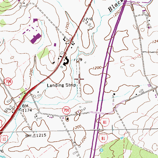Topographic Map of Pure Village Landing Strip (historical), VA