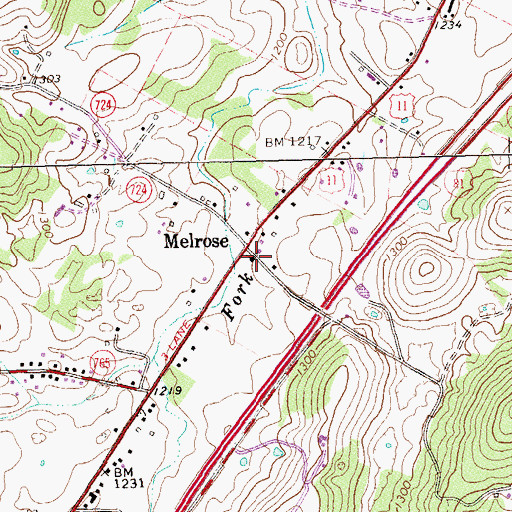 Topographic Map of Melrose Church, VA
