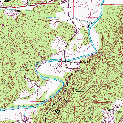 Topographic Map of Wesson Mill (historical), AL
