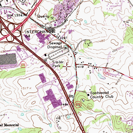 Topographic Map of Spotswood Square Shopping Center, VA