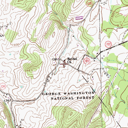 Topographic Map of Bethel Cemetery, VA