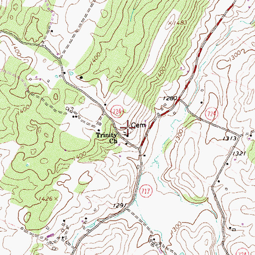 Topographic Map of Trinity Cemetery, VA