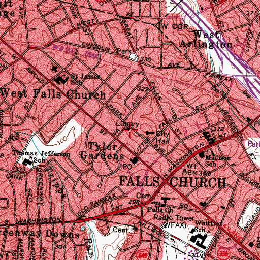 Topographic Map of Mary Riley Styles Library, VA