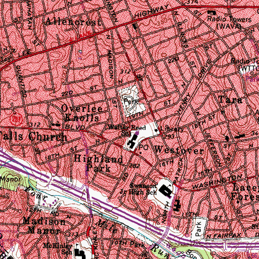 Topographic Map of Westover Library, VA