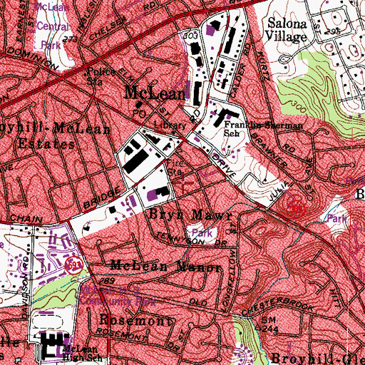 Topographic Map of Fairfax County Fire and Rescue Department Station 1 McLean, VA
