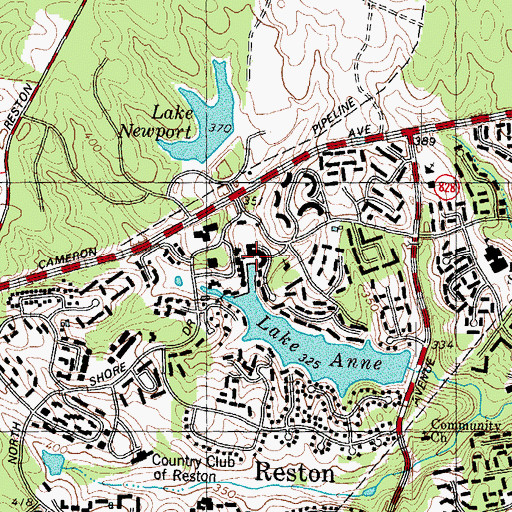 Topographic Map of Lake Anne Plaza Shopping Center, VA