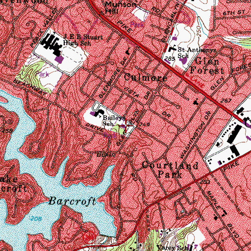 Topographic Map of Woodrow Wilson Library, VA