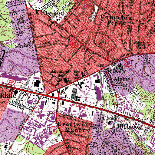 Topographic Map of Fairfax County Fire and Rescue Department Station 8 Annandale, VA