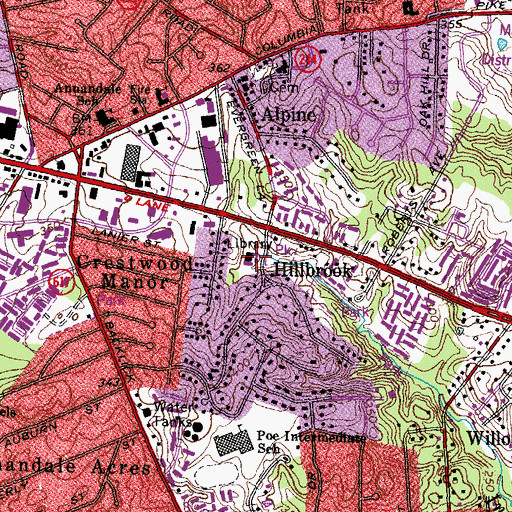Topographic Map of George Mason Regional Library, VA