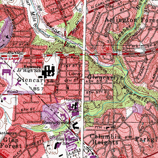 Topographic Map of Glencarlyn Library, VA