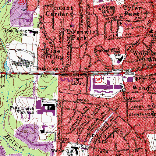 Topographic Map of Thomas Jefferson Library, VA