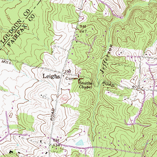 Topographic Map of Smith's Chapel United Methodist Cemetery, VA