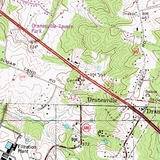 Topographic Map of Dranesville Methodist Church, VA