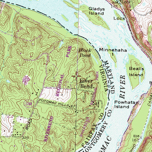 Topographic Map of Riverbend Nature Center, VA