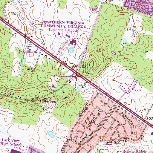 Topographic Map of Community Lutheran Church, VA