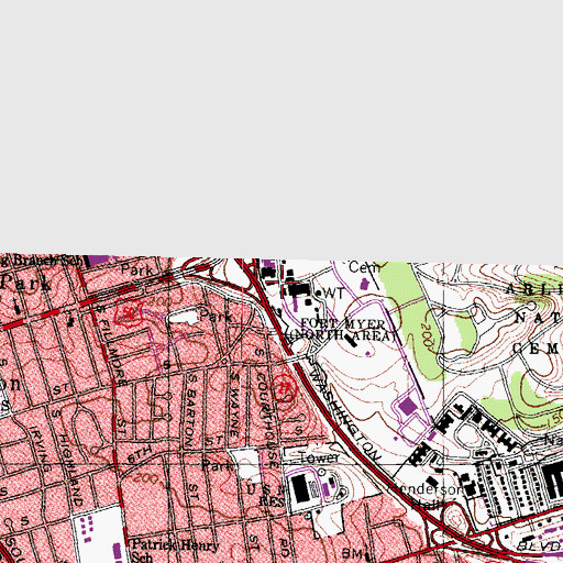 Topographic Map of Fort Myer Fire Department Station 1, VA